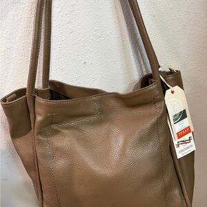 Italian-Style Brown Leather Shoulder Bag with Dual Straps